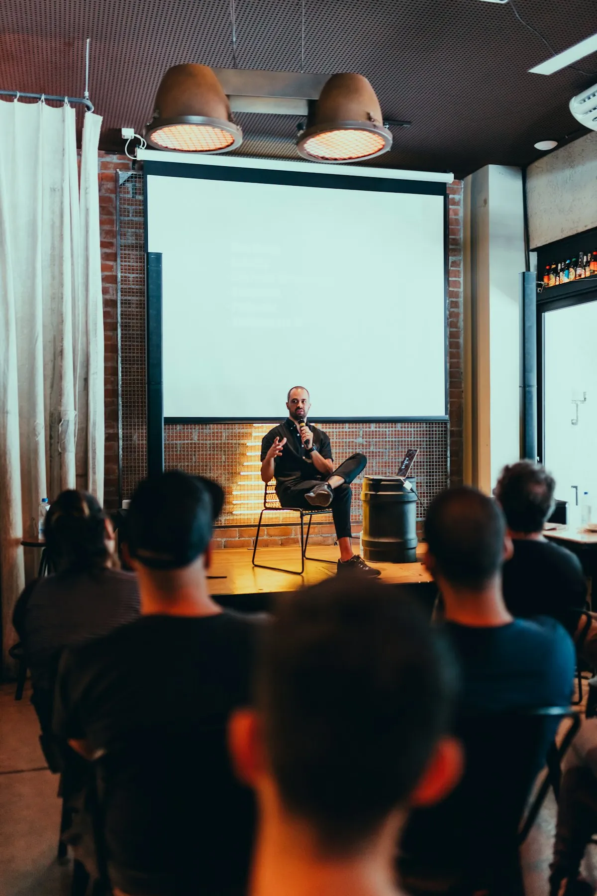 Conference presentation with audience