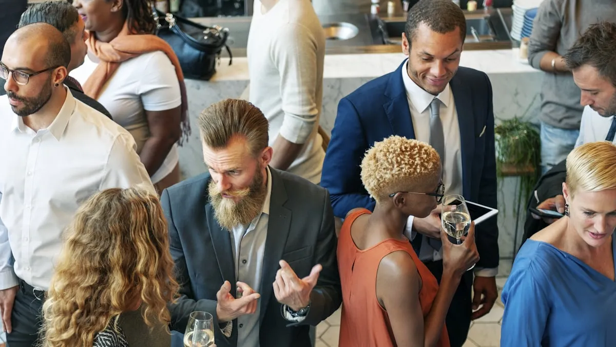 Professionals networking at event