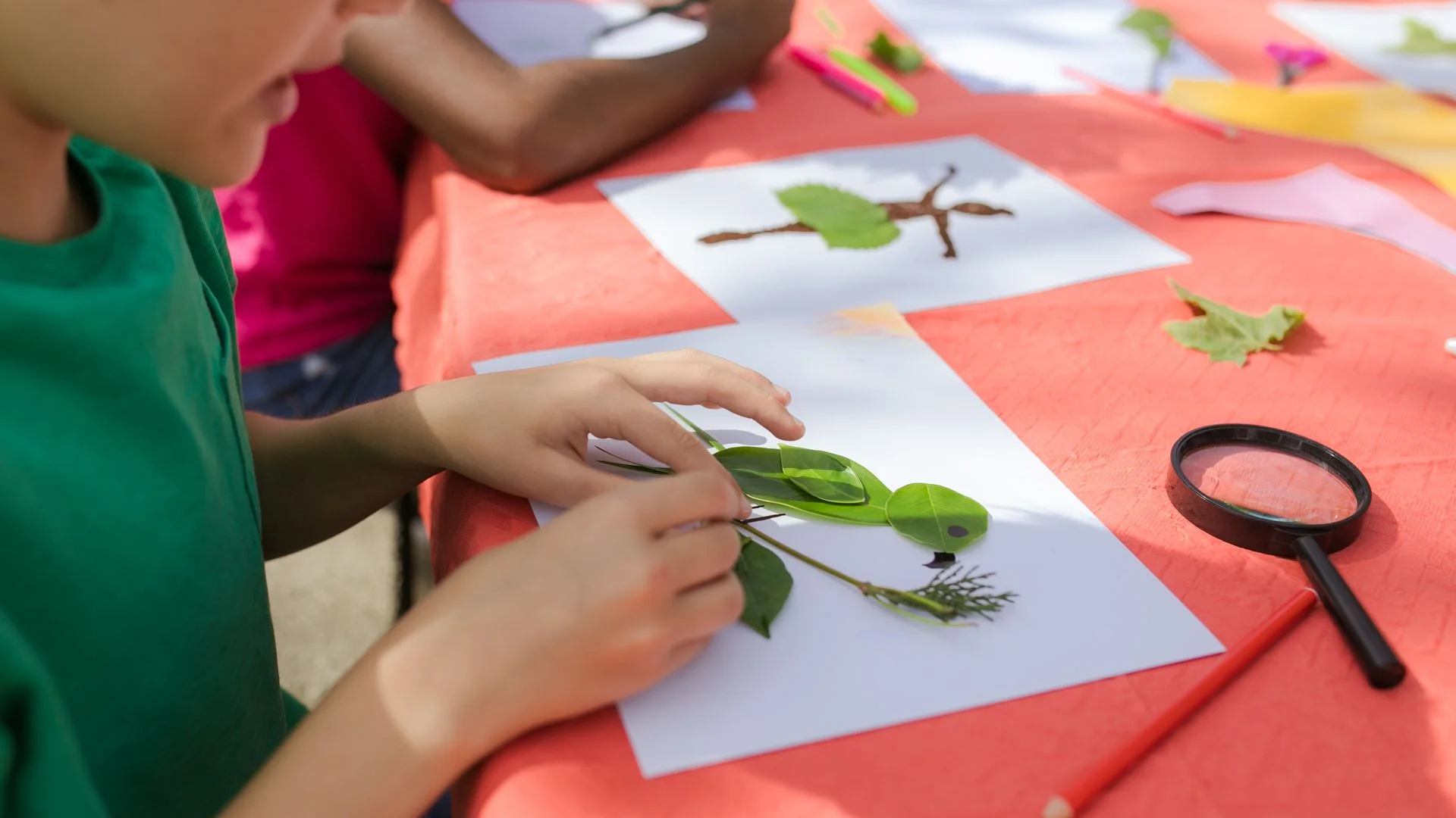 Nature art created with leaves and natural materials