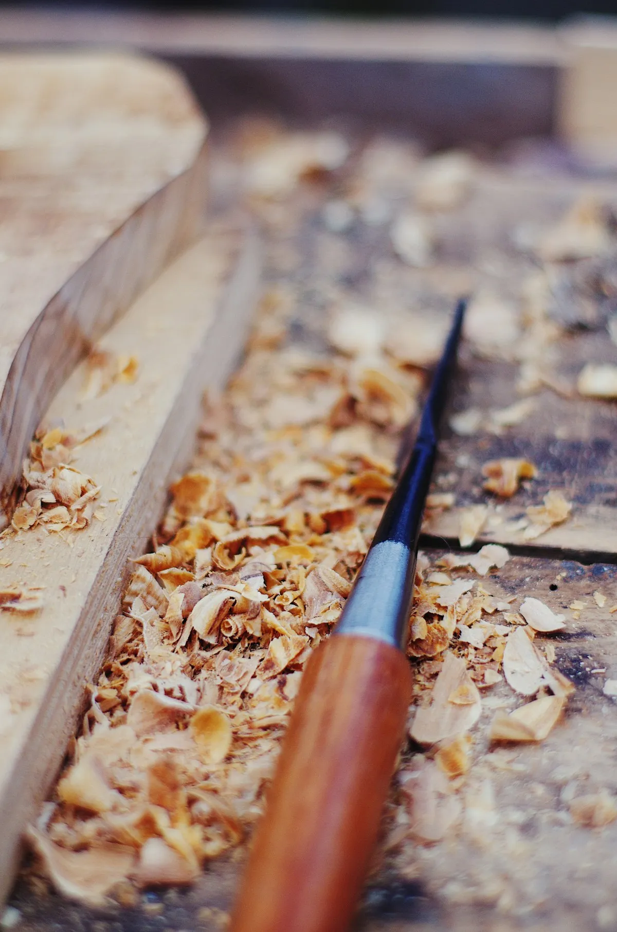 Wood carving with chisel