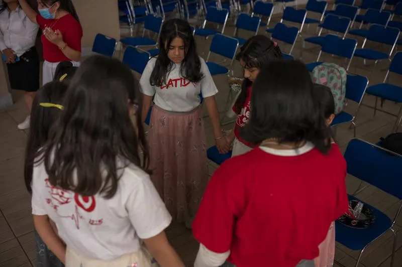 Students gathered for school assembly