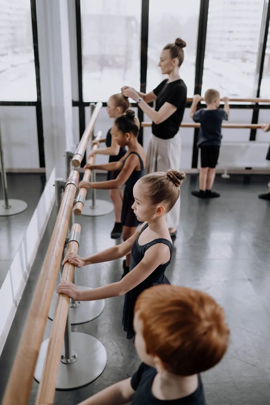 Children practicing dance in studio