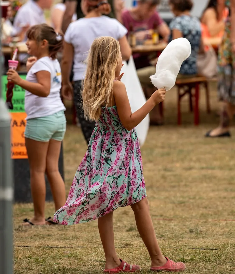 Families enjoying school fair activities