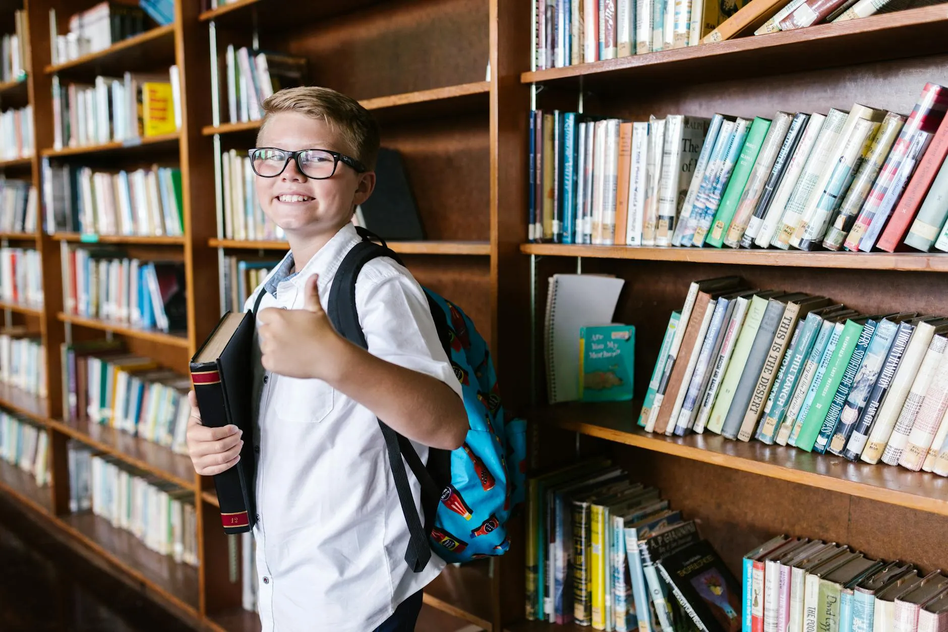 Students safely using school library