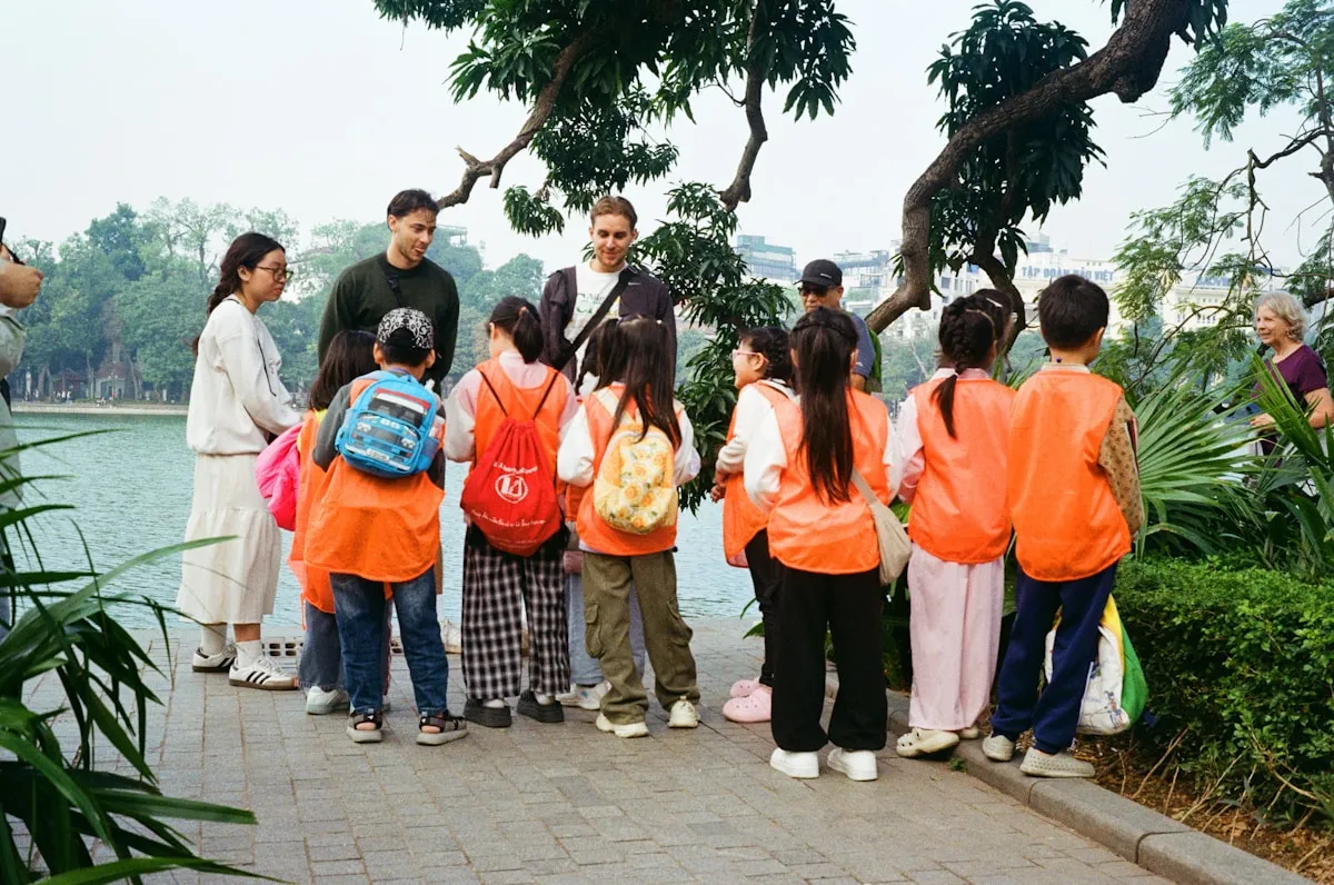 Students on educational school trip