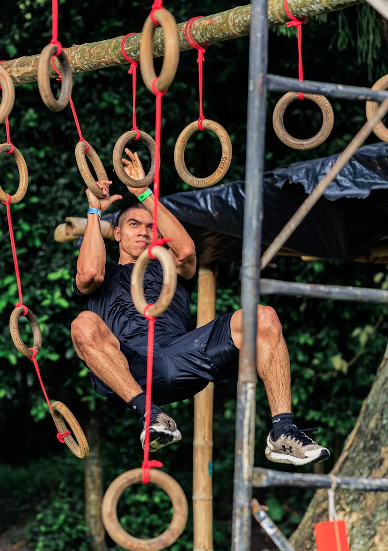 Participant completing obstacle course