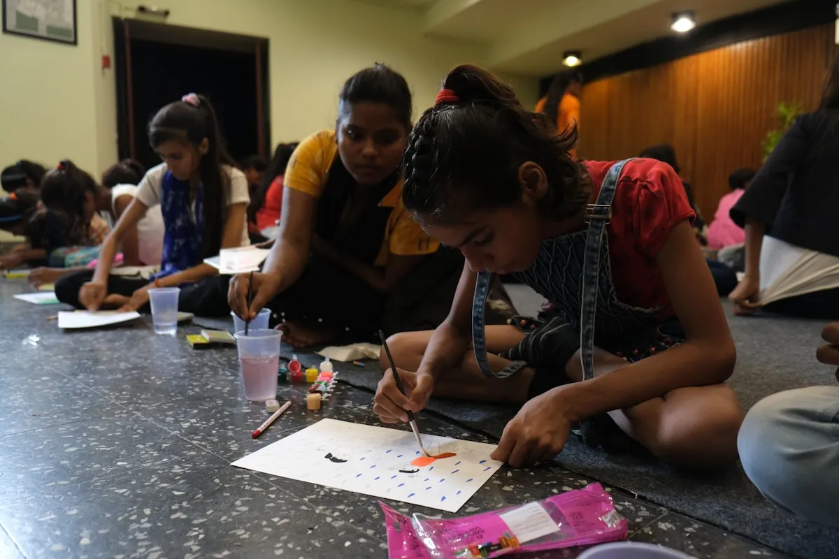 Young people doing craft activities