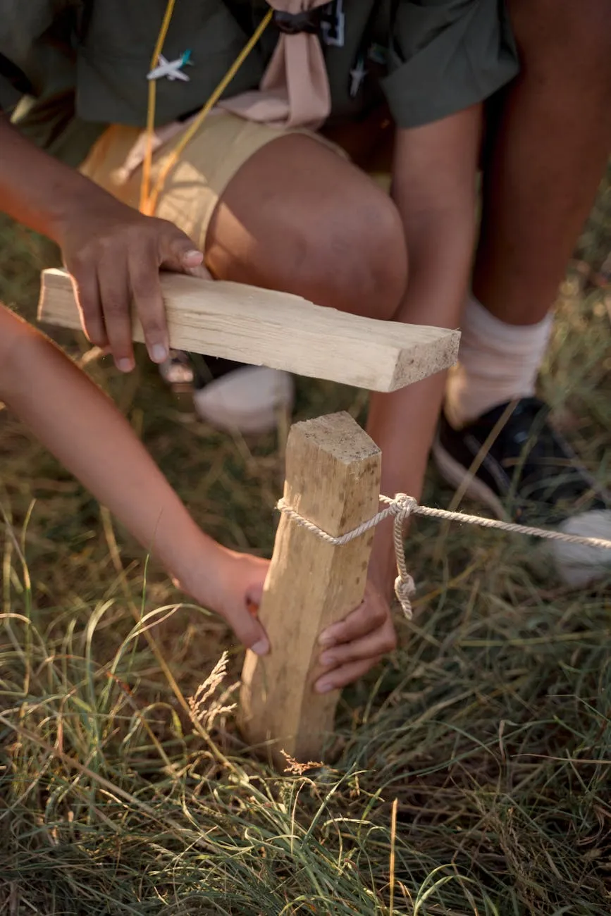 Young people building pioneering structure