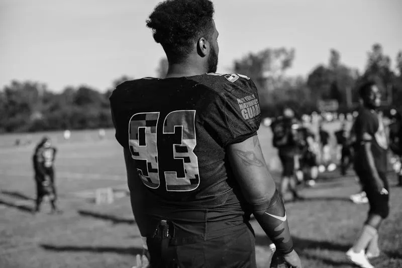 American football player on game day