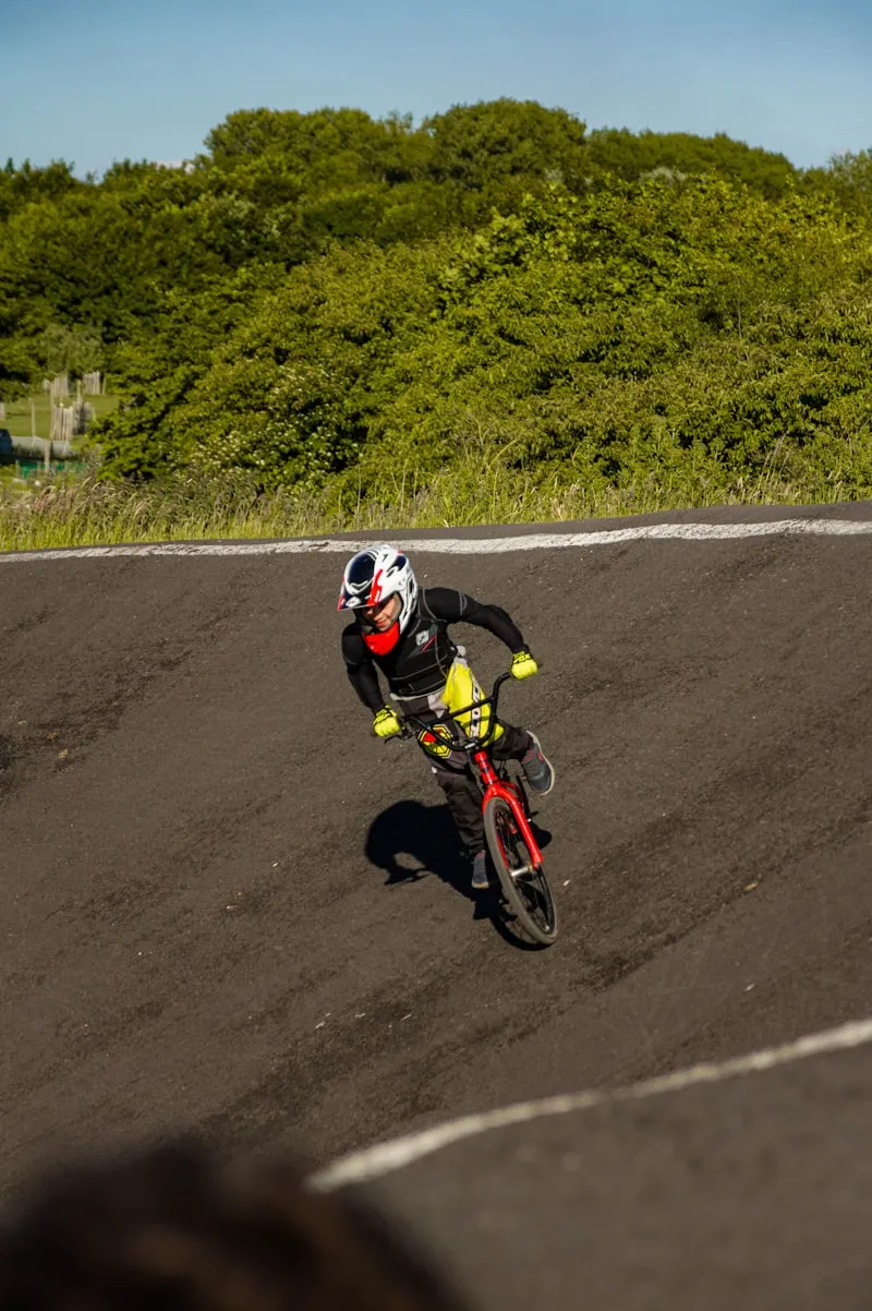 Young BMX rider on track