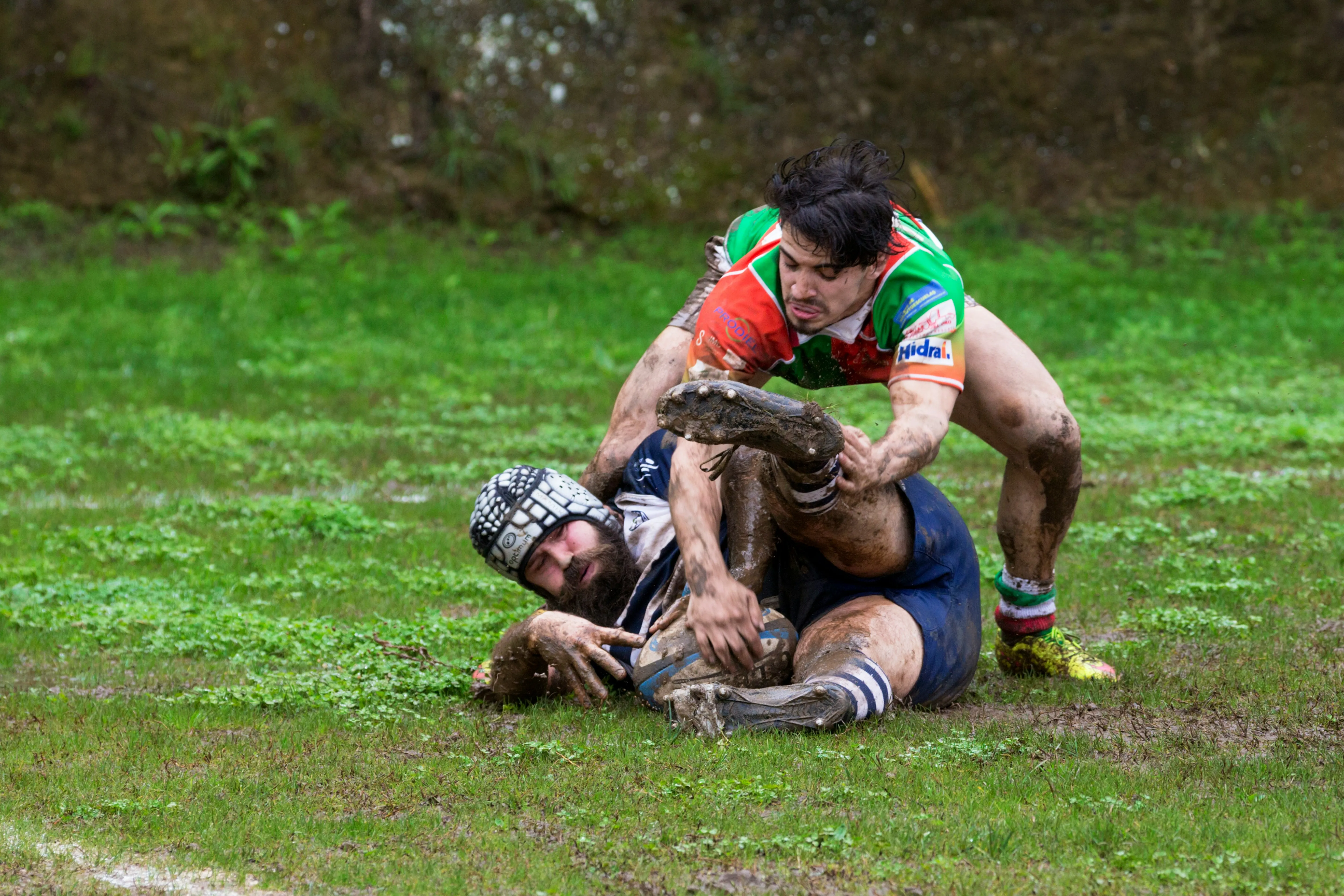 Rugby players in action