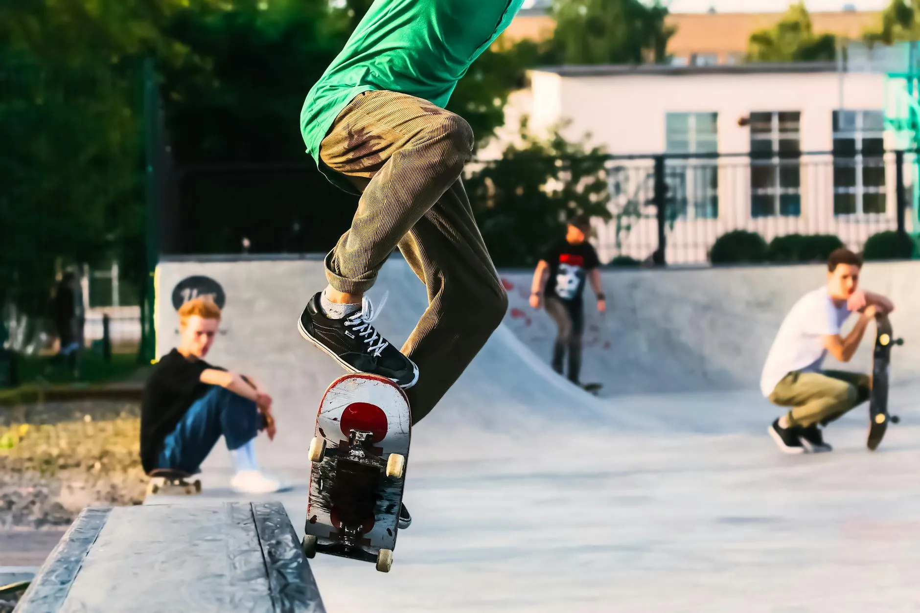 Skateboarder at skatepark