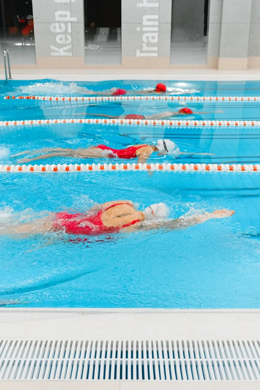 Swimmers in pool lanes