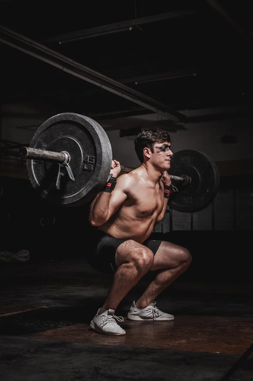 Weightlifter performing barbell squat