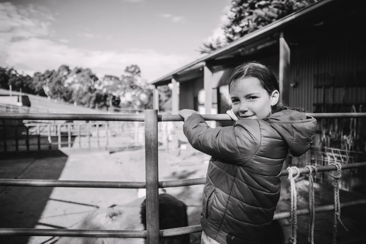 Youth group visiting a farm with animals