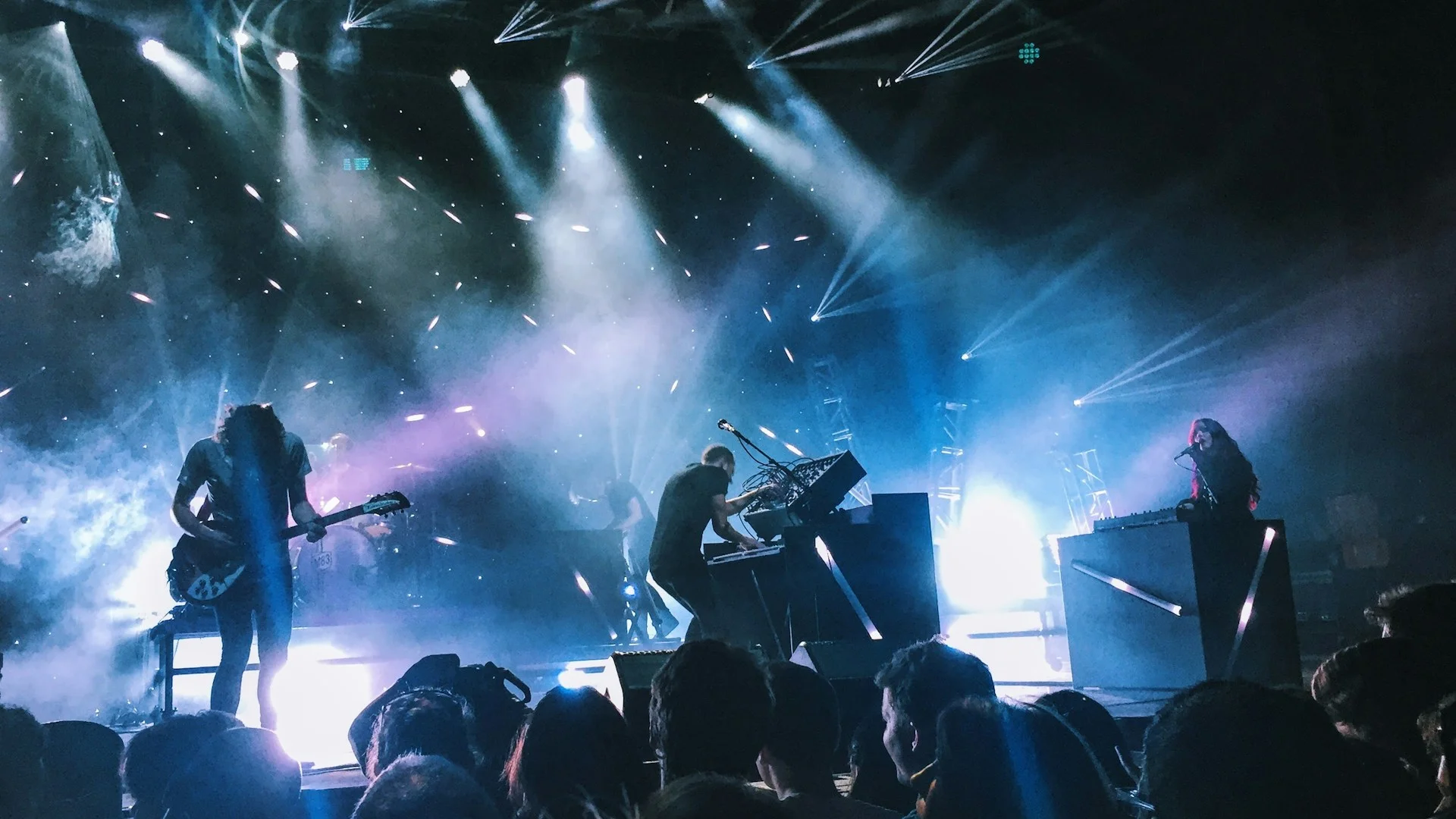 Youth group at outdoor music festival