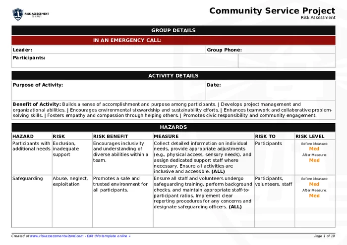 Preview of Community Service Project