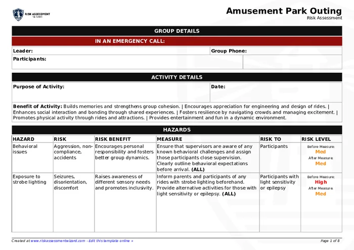 Preview of Amusement Park Outing