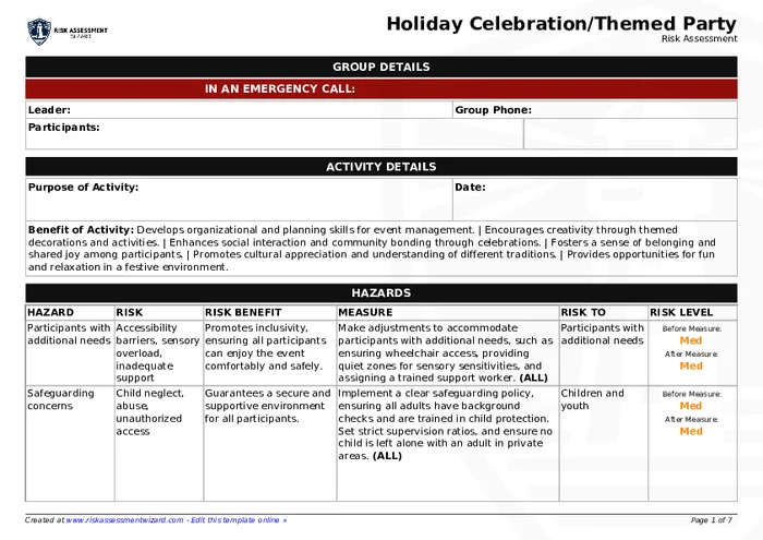 Preview of Holiday Celebration/Themed Party