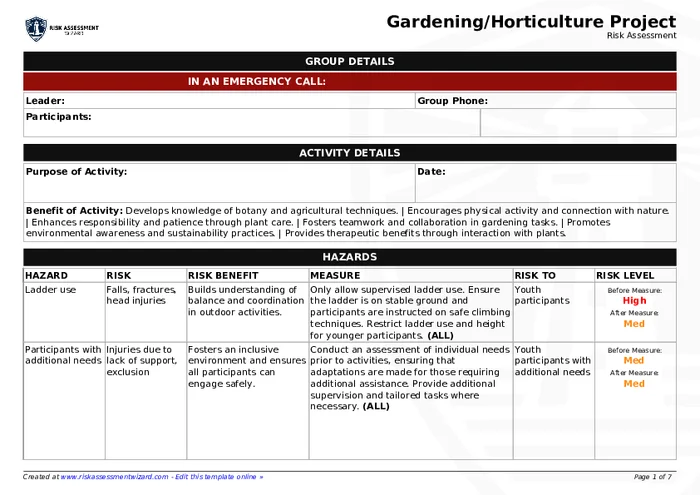 Preview of Gardening/Horticulture Project