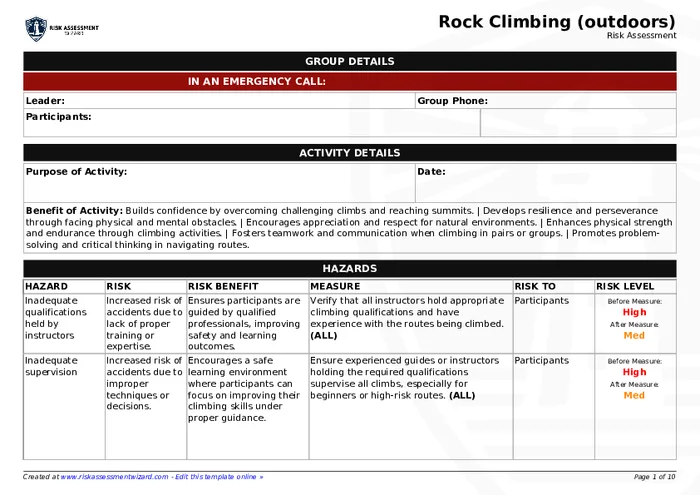 Preview of Rock Climbing (outdoors)