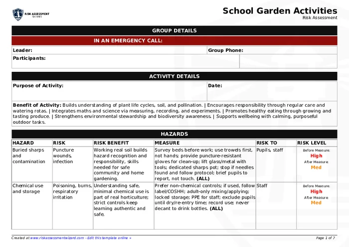 Preview of School Garden Activities