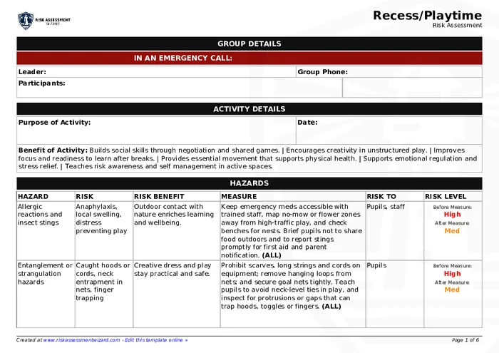 Preview of Recess/Playtime