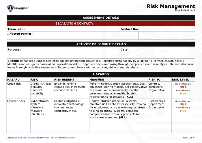 Risk Management Risk Assessment | Risk Assessment Wizard