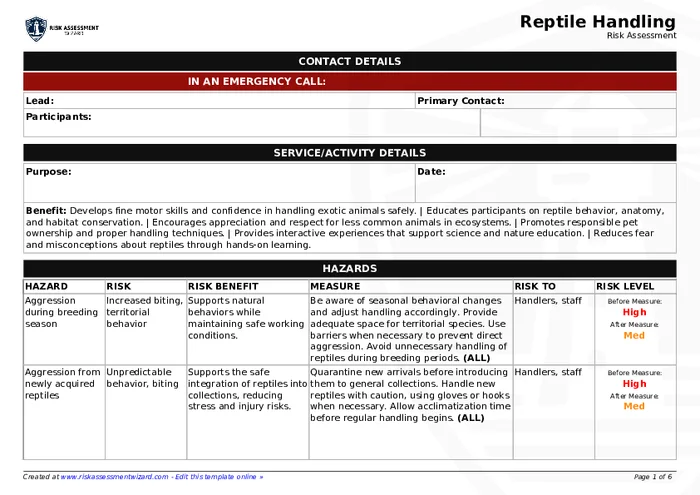 Preview of Reptile Handling