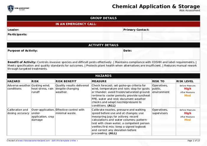 Preview of Chemical Application & Storage