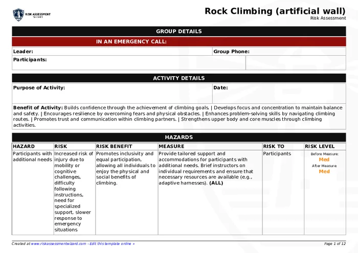 Preview of Rock Climbing (artificial wall)
