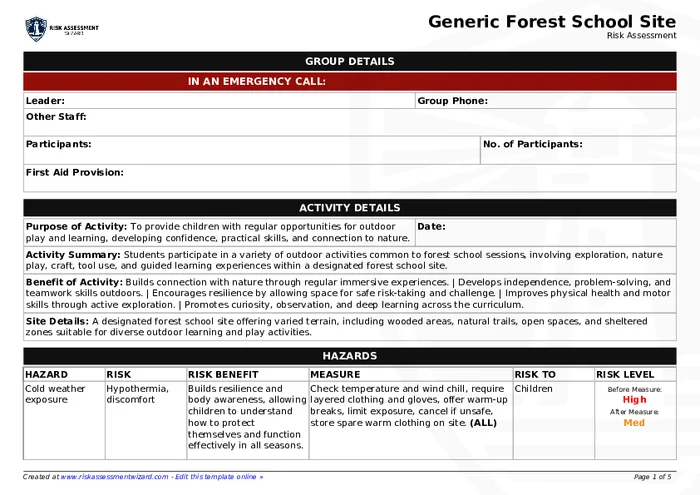 Preview of Generic Forest School Site
