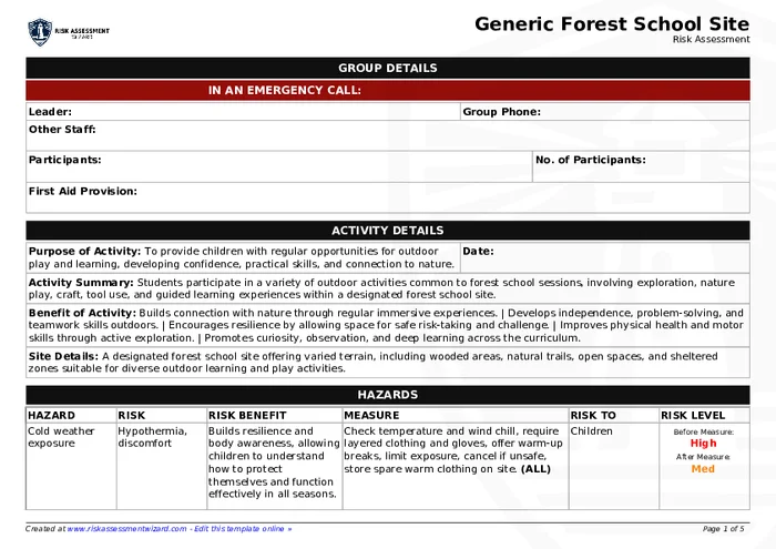 Preview of Generic Forest School Site