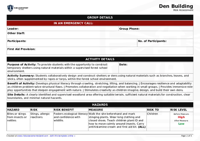 Preview of Den Building
