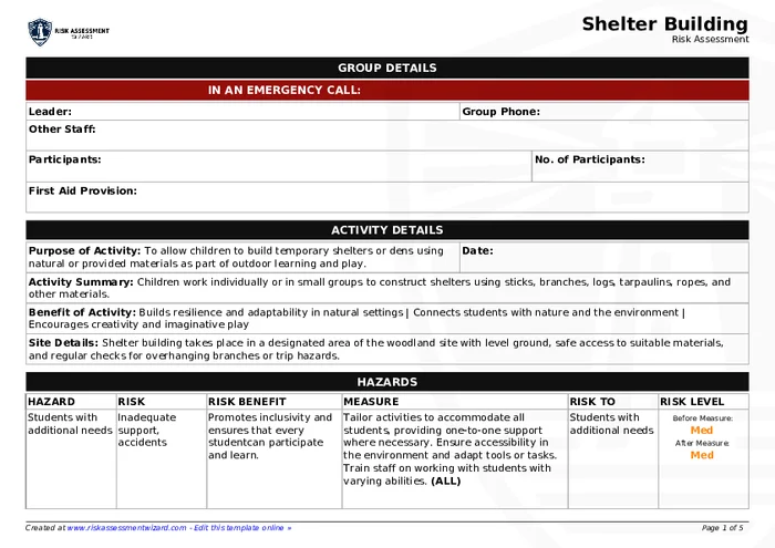 Preview of Shelter Building