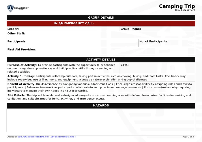 Preview of Camping Trip